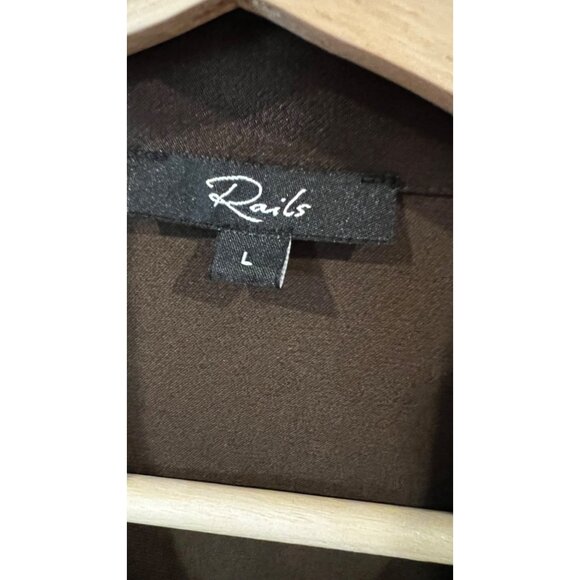 NEW Rails- Kathleen long sleeve dark moss satin Dress SIZE L - Picture 7 of 13